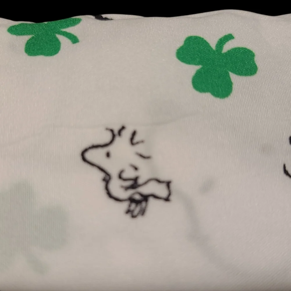 Snoopy Woodstock Lucky Clover Irish Shamrock St Patricks Day Queen Bed Sheet Set